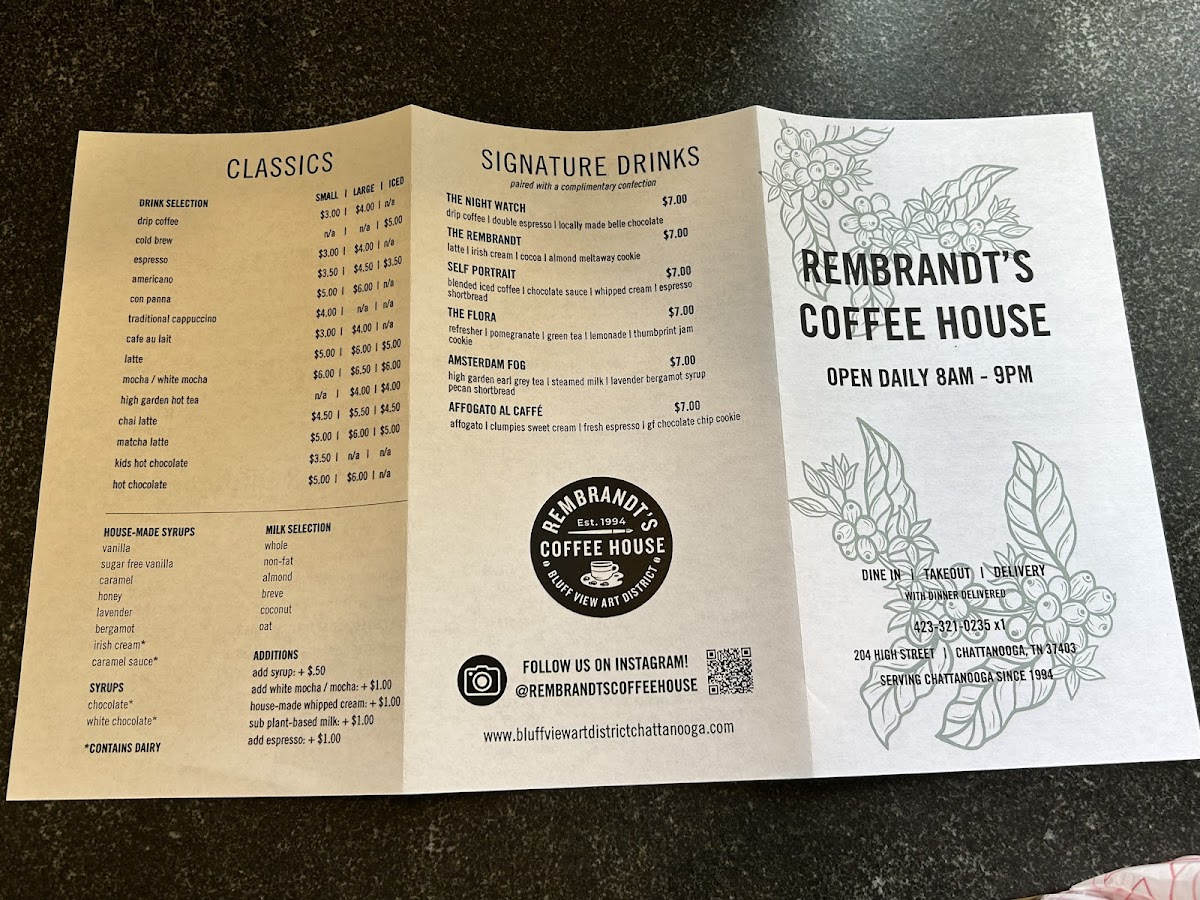 Rembrandt's Coffee House Menu - Image 4